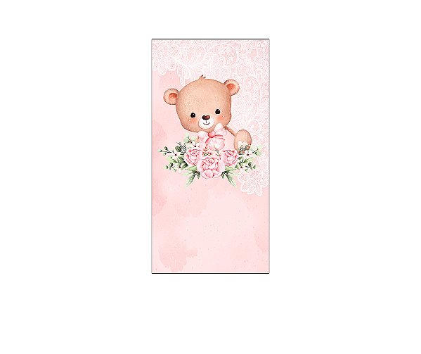 Painel De Festa Vertical 1,00 x 2,00 - Chá de Bebê Ursinho Floral 047