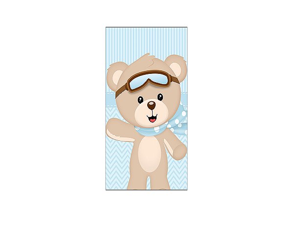Painel De Festa Vertical 1,00 x 2,00 - Chá de Bebê Urso Aviador Cute 063
