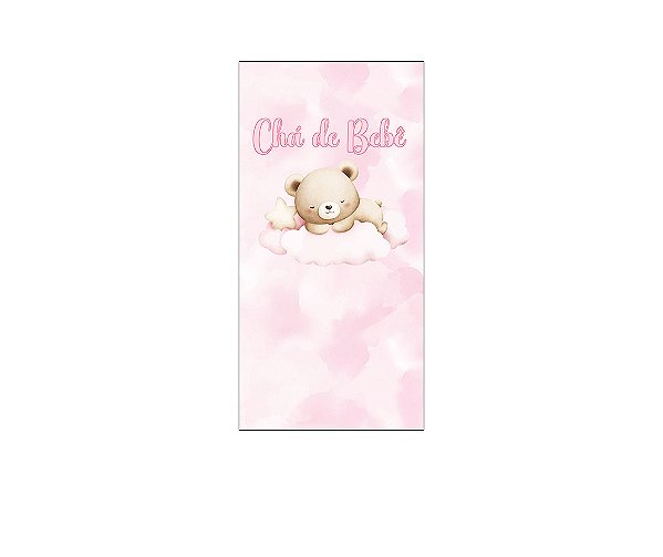 Painel De Festa Vertical 1,00 x 2,00 - Chá de Bebê Ursinha Rosa  e Bege 088