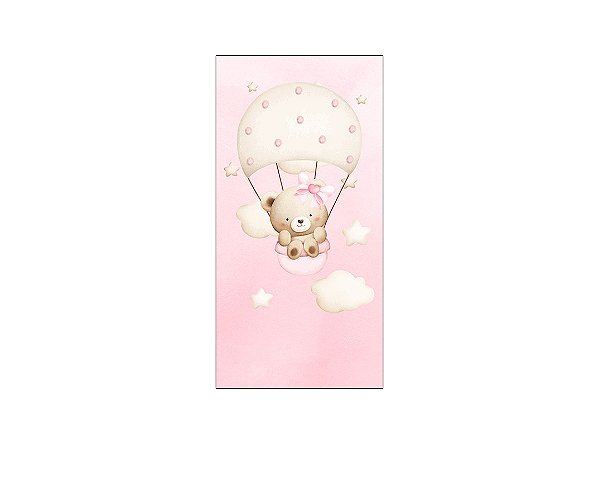Painel De Festa Vertical 1,00 x 2,00 - Ursinha Baloeira Rosa 090