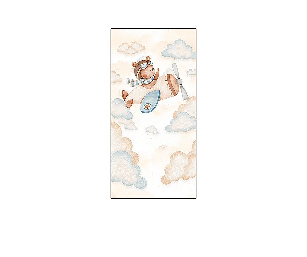 Painel De Festa Vertical 1,00 x 2,00 - Chá de Bebê Urso Aviador Aquarela 101