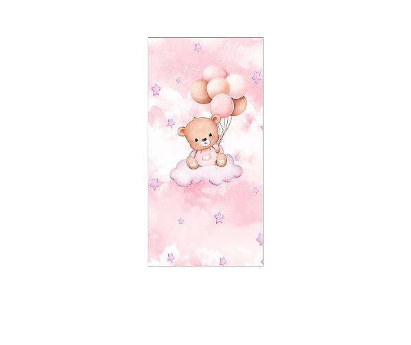 Painel De Festa Vertical 1,00 x 2,00 - Ursinha de Pelúcia Rosa 109
