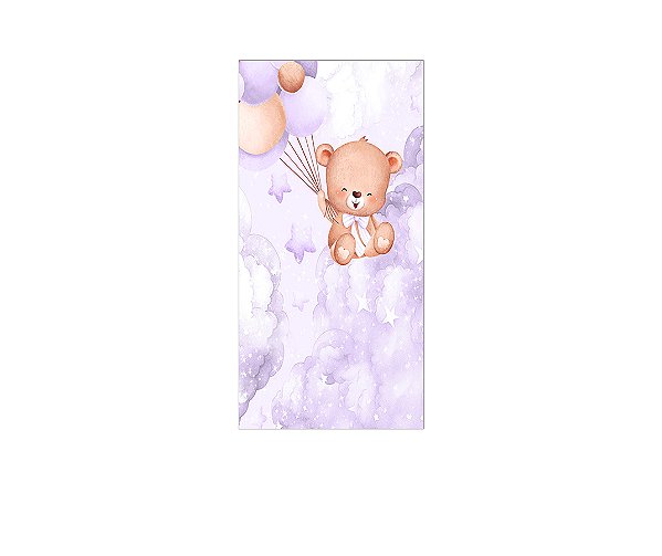 Painel De Festa Vertical 1,00 x 2,00 - Ursinho Céu Lilás 113