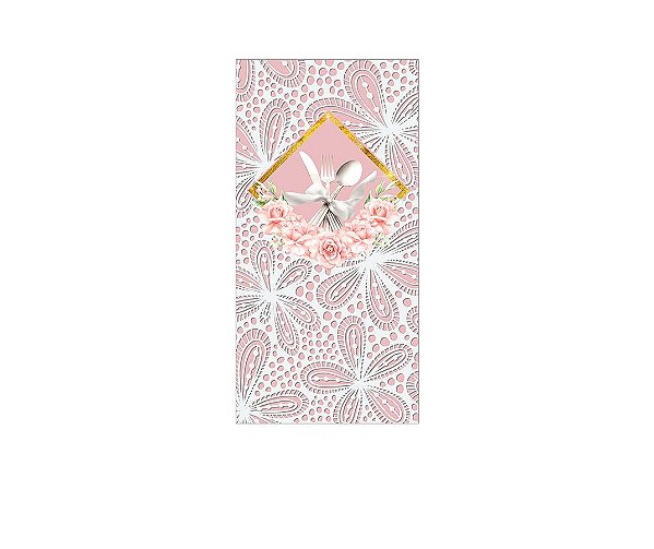 Painel De Festa Vertical 1,00 x 2,00 - Chá de Cozinha Rosa Rendado 007