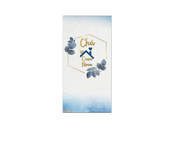 Painel De Festa Vertical 1,00 x 2,00 - Chá de Casa Nova Azul Floral 009