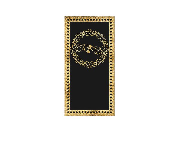 Painel De Festa Vertical 1,00 x 2,00 - Chá de Casa Nova Frame Dourado 010