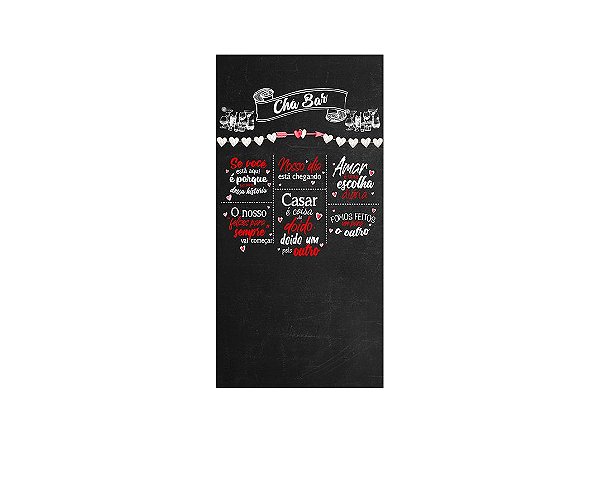 Painel De Festa Vertical 1,00 x 2,00 - Chá Bar Preto e Vermelho 014