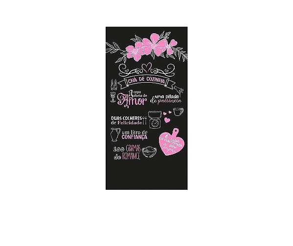 Painel De Festa Vertical 1,00 x 2,00 - Chá Bar Preto e Rosa 016