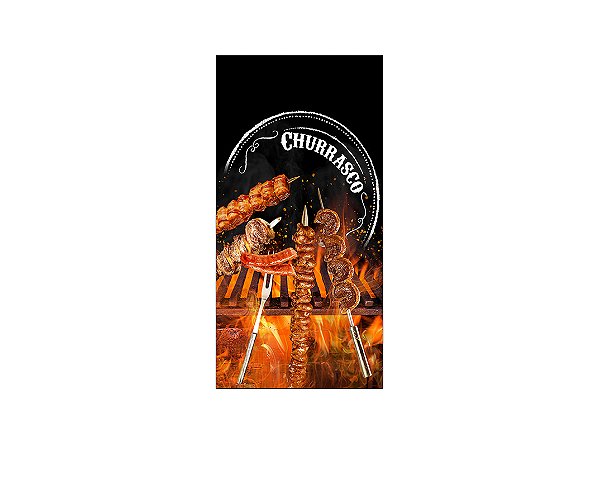 Painel De Festa Vertical 1,00 x 2,00 - Churrasco Realista 012