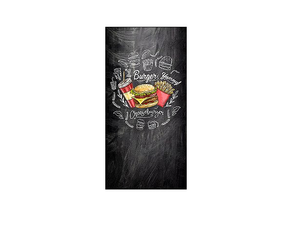 Painel De Festa Vertical 1,00 x 2,00 - Hambúrguer Chalkboard 013