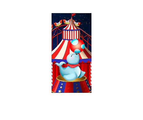 Painel De Festa Vertical 1,00 x 2,00 - Circo Vermelho Estrelado 010
