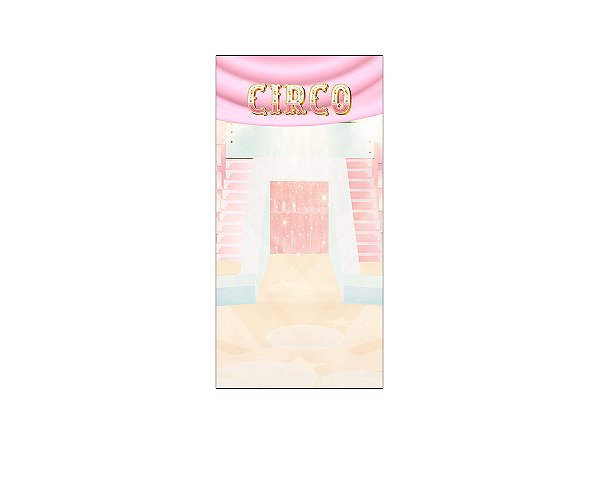Painel De Festa Vertical 1,00 x 2,00 - Circo Rosa e Dourado 019