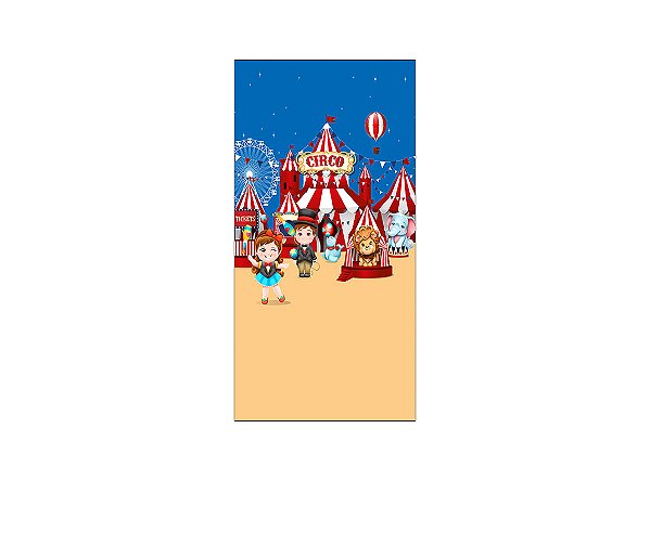 Painel De Festa Vertical 1,00 x 2,00 - Circo Clássico Vermelho e Azul 023