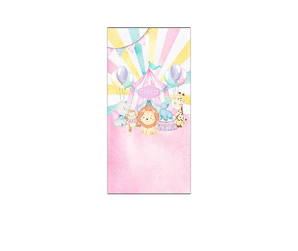 Painel De Festa Vertical 1,00 x 2,00 - Animais Circo Aquarela 029