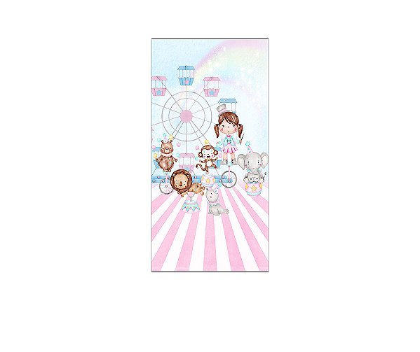 Painel De Festa Vertical 1,00 x 2,00 - Mágica Cute Circo Aquarela 035