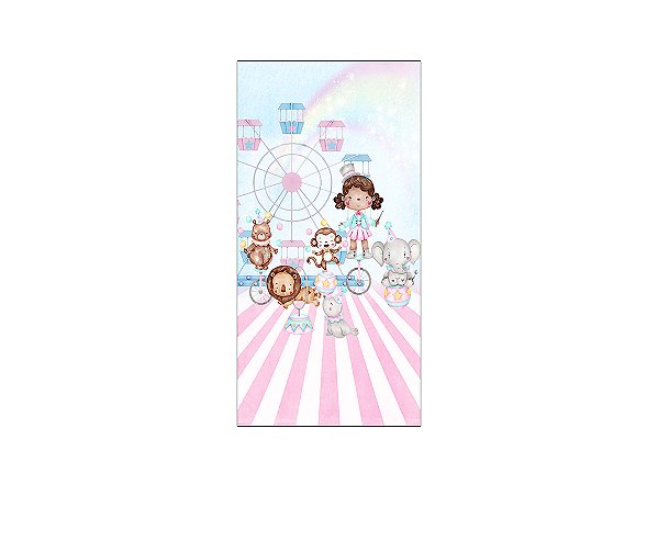 Painel De Festa Vertical 1,00 x 2,00 - Mágica Cute Circo Rosa 036
