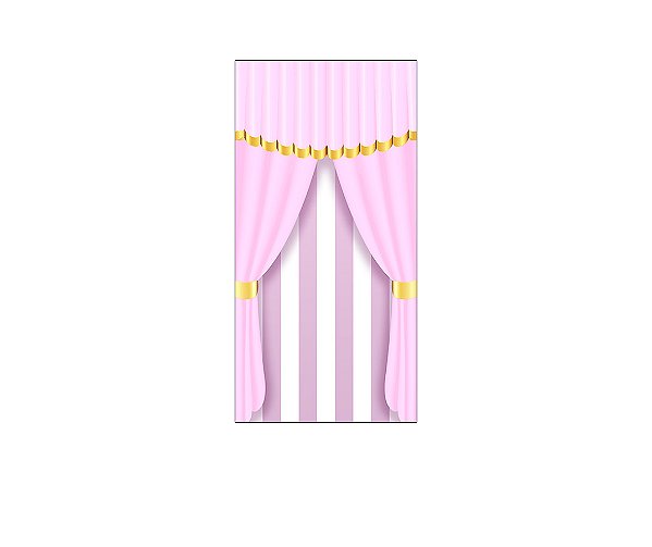 Painel De Festa Vertical 1,00 x 2,00 - Circo Rosa e Branco 040