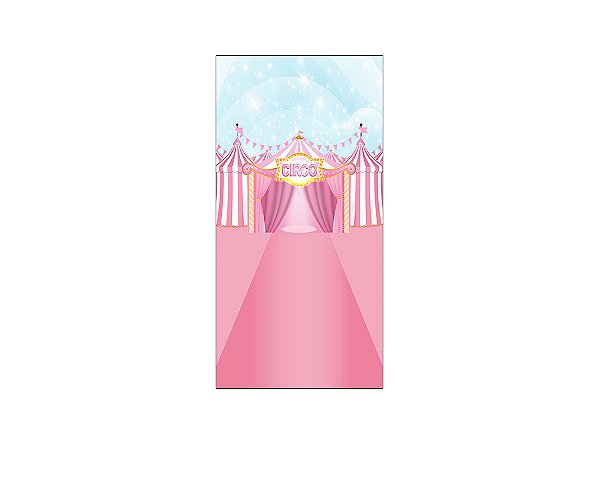 Painel De Festa Vertical 1,00 x 2,00 - Circo Tenda Rosa 048