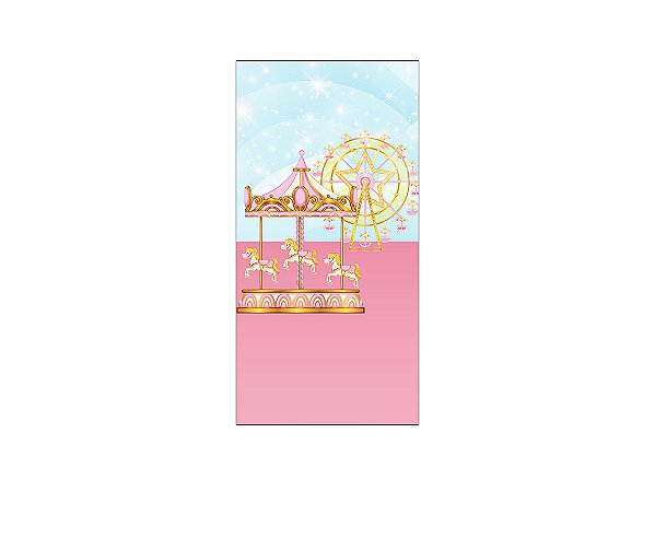 Painel De Festa Vertical 1,00 x 2,00 - Circo Parque de Diversões Rosa 049