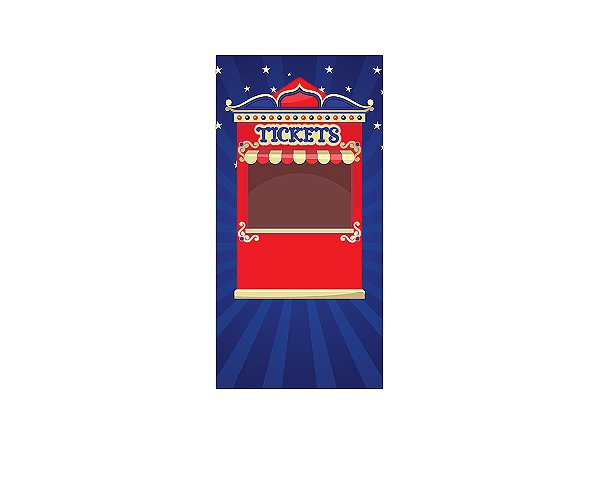 Painel De Festa Vertical Interativo 1,50x2,20 - Circo Clássico Azul e Vermelho 052