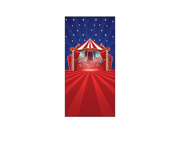 Painel De Festa Vertical 1,00 x 2,00 - Circo Tenda Vermelha Noite Estrelada 053
