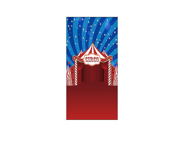 Painel De Festa Vertical 1,00 x 2,00 - Circo Clássico Vermelho e Azul 054