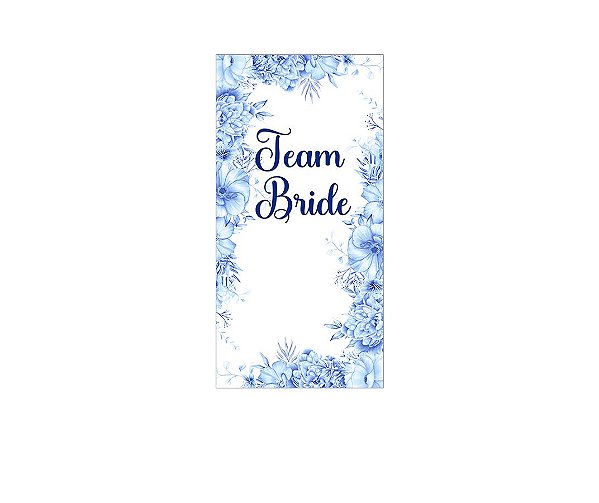 Painel De Festa Vertical 1,00 x 2,00 - Team Bride Floral Azul 006