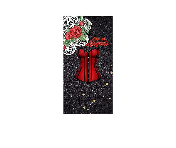 Painel De Festa Vertical 1,00 x 2,00 - Chá de Lingerie Preto e Vermelho 011