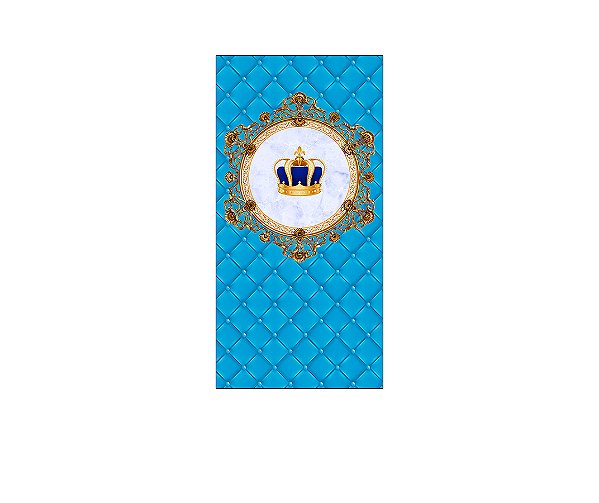 Painel De Festa Vertical 1,00 x 2,00 - Coroa Realeza Azul com Dourado 010