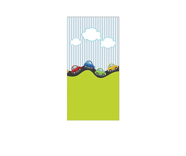 Painel De Festa Vertical 1,00 x 2,00 - Carrinho Cute Verde 017