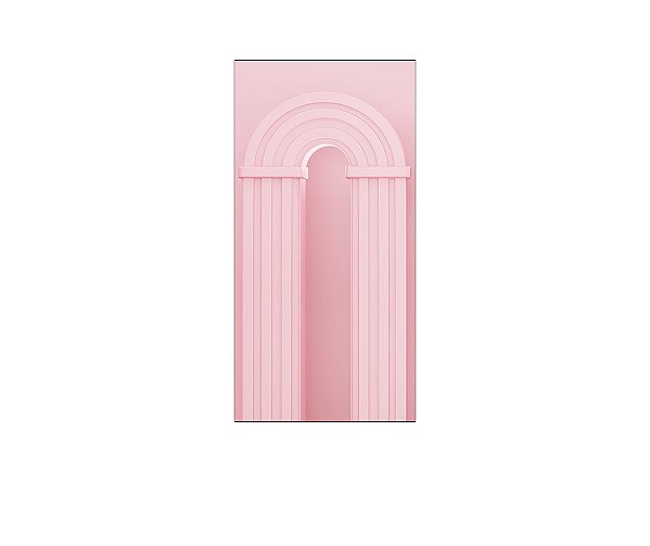 Painel De Festa Vertical 1,00 x 2,00 - Parede Arco Portal Curvas Ripadas Rosa Claro 021