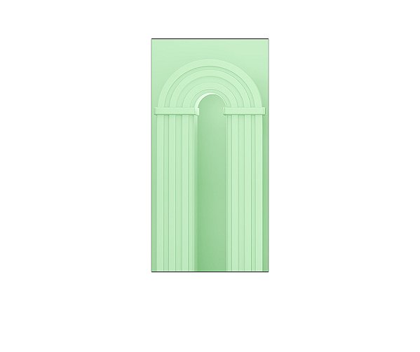 Painel De Festa Vertical 1,00 x 2,00 - Parede Arco Portal Curvas Ripadas Verde Suave 024