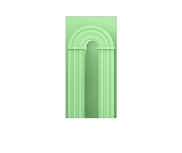 Painel De Festa Vertical 1,00 x 2,00 - Parede Arco Portal Curvas Ripadas Verde Suave 024