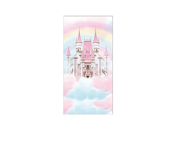 Painel De Festa Vertical 1,00 x 2,00 - Castelo de Princesa Nevens Rosas 008