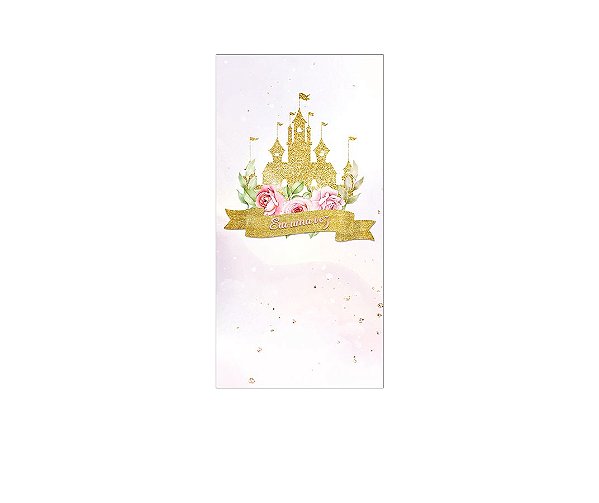 Painel De Festa Vertical 1,00 x 2,00 - Castelo Dourado Era Uma Vez 011