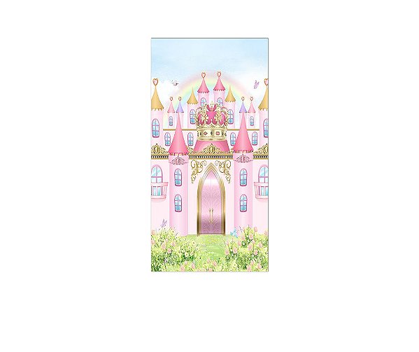 Painel De Festa Vertical 1,00 x 2,00 - Castelo Rosa Suave 012
