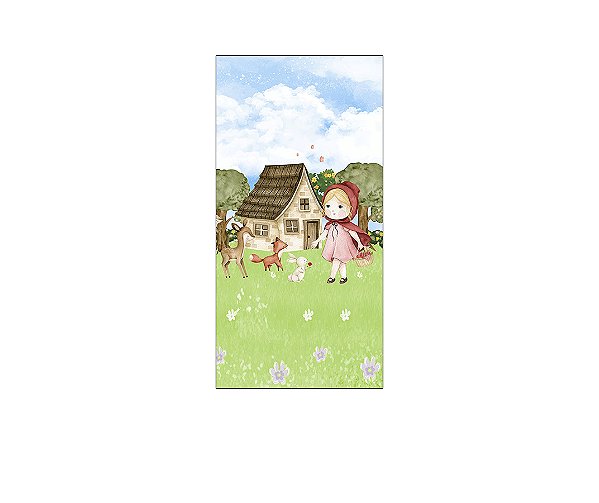 Painel De Festa Vertical 1,00 x 2,00 - Menina e Animais no Bosque 003