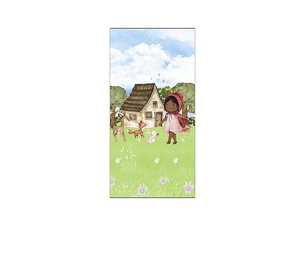 Painel De Festa Vertical 1,00 x 2,00 - Menina no Bosque Aquarela 004