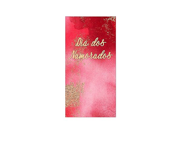 Painel De Festa Vertical 1,00 x 2,00 - Dia dos Namorados Vermelho e Dourado Aquarela 055