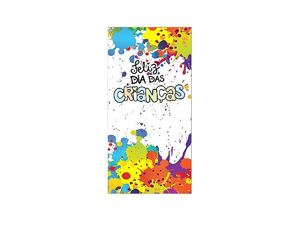 Painel De Festa Vertical 1,00 x 2,00 - Feliz Dia das Crianças Pingos de Tinta 071