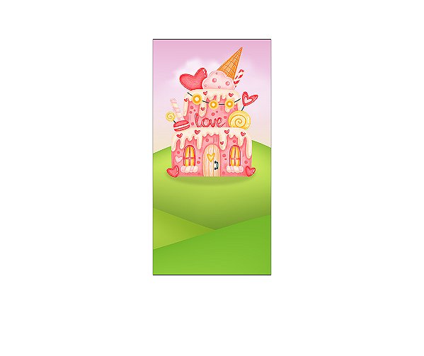 Painel De Festa Vertical 1,00 x 2,00 - Casinha de Doces Rosa 003