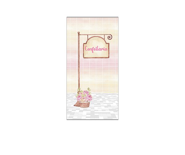 Painel De Festa Vertical 1,00 x 2,00 - Confeitaria Patisserie Rosa 004