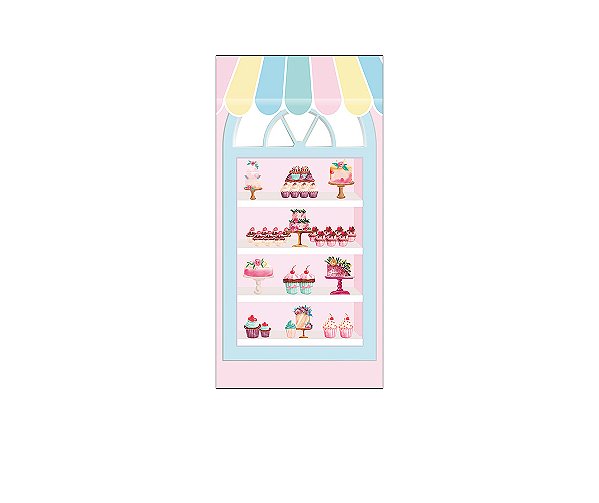 Painel De Festa Vertical 1,00 x 2,00 - Confeitaria Vitrine Rosa 005