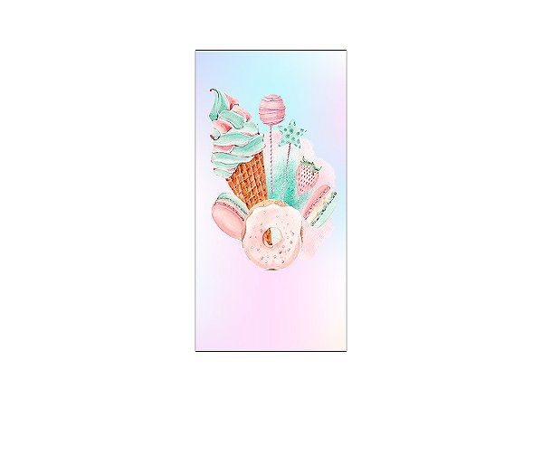 Painel De Festa Vertical 1,00 x 2,00 - Doces Sorveteria Aquarela 006