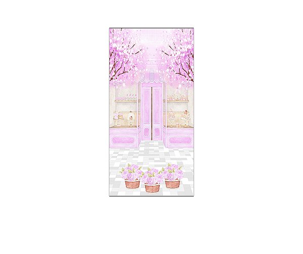 Painel De Festa Vertical 1,00 x 2,00 - Confeitaria Patisserie Lilás 011