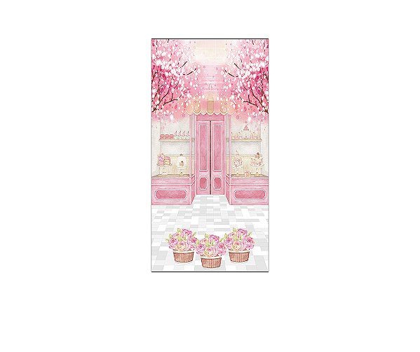 Painel De Festa Vertical 1,00 x 2,00 - Confeitaria Patisserie Rosa 012