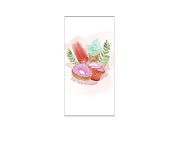 Painel De Festa Vertical 1,00 x 2,00 - Docinhos Aquarela 014