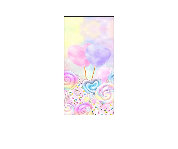 Painel De Festa Vertical 1,00 x 2,00 - Algodão Doce e Pirulitos Candy 021