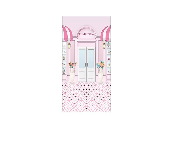 Painel De Festa Vertical 1,00 x 2,00 - Fachada Confeitaria Rosa 023
