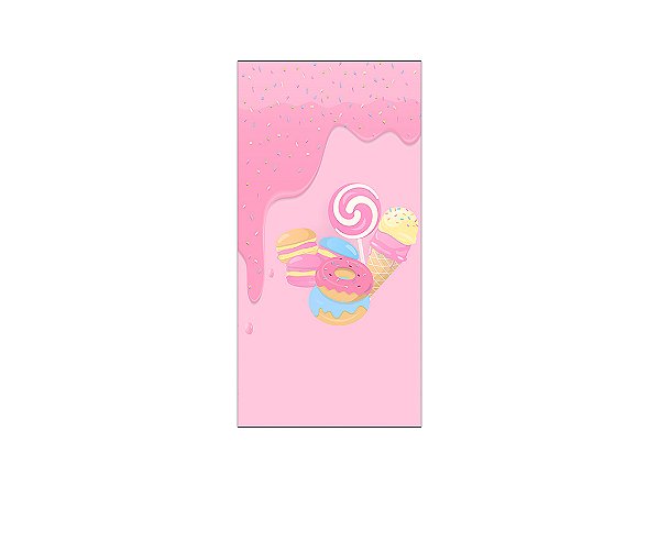 Painel De Festa Vertical 1,00 x 2,00 - Doces Deliciosos Tons de Rosa 024